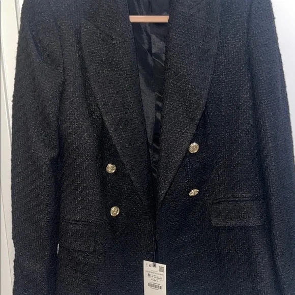 Zara Black Blazer Double-Breasted Tailored Fit - Picture 4 of 8